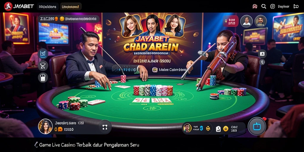Screenshot JAYABET menampilkan dealer langsung dan gameplay seru di Live Casino.