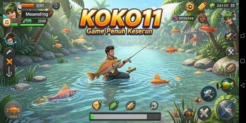 Tangkapan ikan yang realistis dalam gameplay KOKO11.