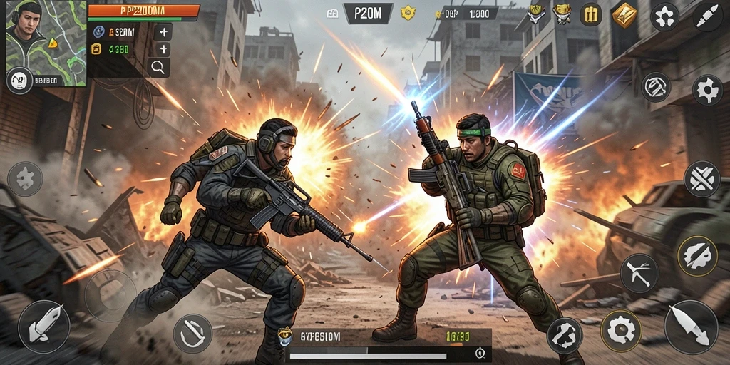 Tampilan gameplay menegangkan P200M dengan aksi yang dinamis.