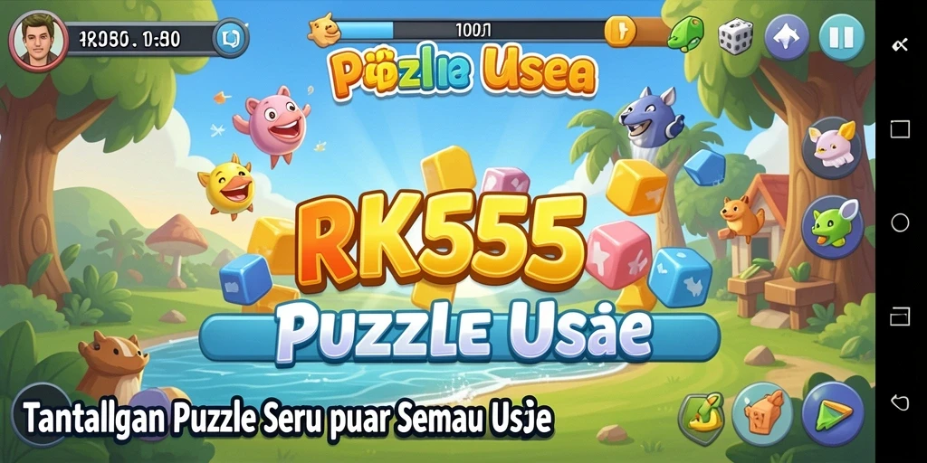 Tampilan gameplay RK55 yang menantang dan penuh warna.