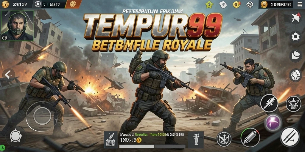Gameplay seru TEMPUR99 dalam pertarungan Battle Royale.